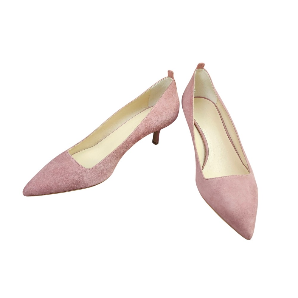 Everlane The Editor Heel Rose Pink Italian Suede Pointed Toe Kitten Pump 7 Chic